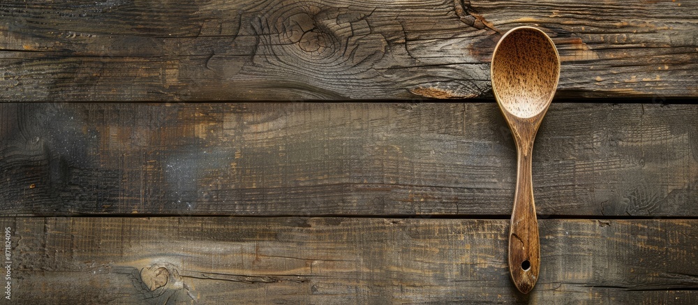 Poster rustic spoon in a creative design concept with copy space image for food ideas.