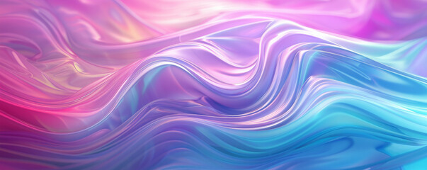 Naklejka premium Abstract iridescent background design, 3d render, featuring a dynamic, swirling texture. The iridescent finish creates a beautiful play of light and color, with soft transitions between vibrant hues.