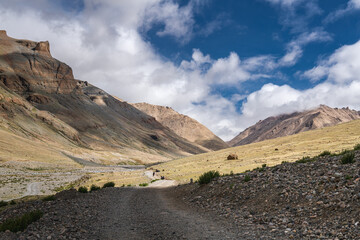 Highland area; dry riverbed along the glen, sheer rocks, Tibet, China