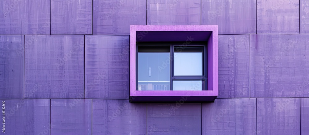 Poster modern style building facade featuring a purple window, providing ample copy space image.