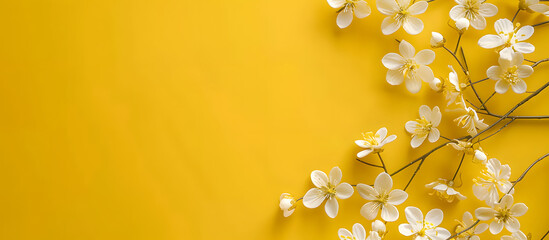 Picture of yellow background and light colored flowers, background, flowers