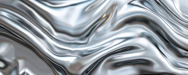 A sleek and modern background of liquid titanium, with its metallic grey hues flowing in smooth, undulating waves. The reflective surface and dynamic patterns create a futuristic aesthetic.