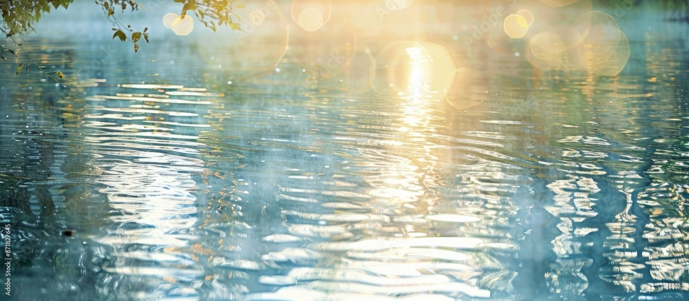 Aufkleber white textured river backdrop with morning sunlight reflecting on water, suitable for text placement