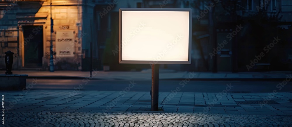 Poster empty billboard stand with a pavement backdrop in a mockup template with copy space image.
