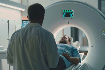 Patient getting recommendations before MRI scan from doctor