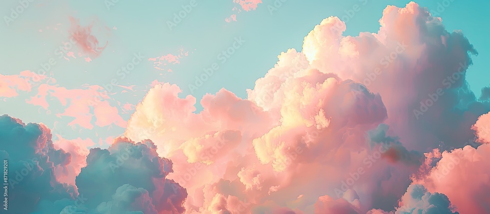 Poster Vibrant clouds set against a soft blue sky with ample copy space image.