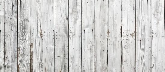 Fototapeta premium Vintage pattern layout of white aged wooden planks as a background for retro, grunge, and creative projects in construction, architecture, and interior design with copy space image.
