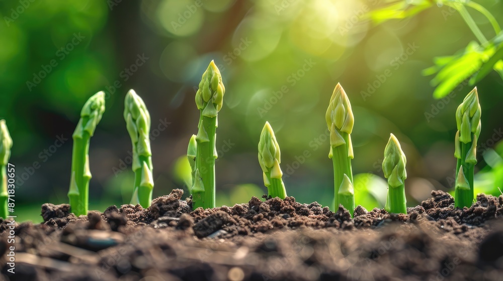 Canvas Prints fresh green garden asparagus seedlings in focus