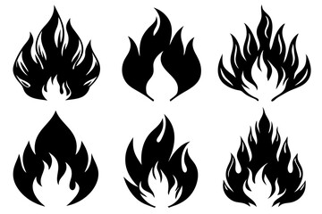 Fire silhoutte icon set,fire silhouette bundle