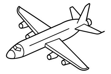 airplane outline illustration digital coloring book page line art drawing