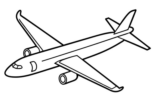recommend clip art: airplane outline illustration digital coloring book page line art drawing