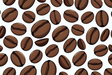 Obraz premium Cartoon illustration of coffee beans with a pattern design on white background