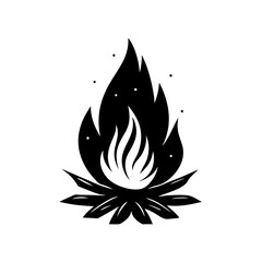 Marijuana Leaf Cannabis Hemp Black Hot Fire Logo Design