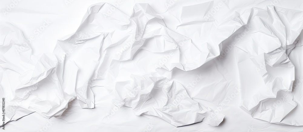 Poster crumpled paper on a white background with ample copy space image.