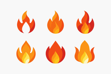 Set of  minimalistic fire icon illustration , fire icons set vector,