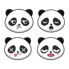 Obraz premium panda bear cute emoji set vector emoticons