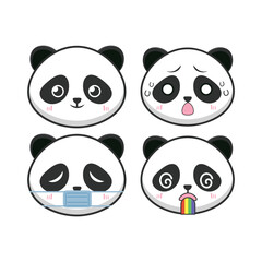 adorable panda bear emoji vector set expressive and cute emoticons