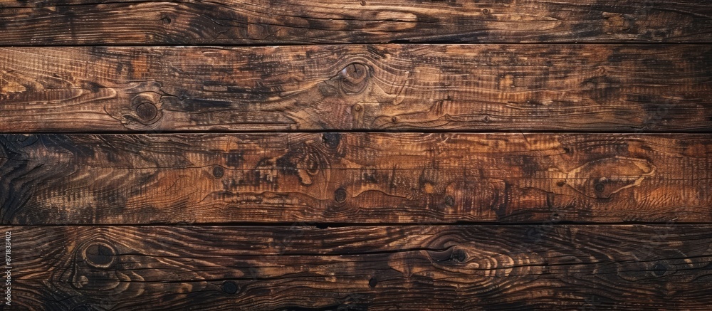 Poster rustic old brown wooden texture background with a dark timber hue, suitable for a long panoramic ban