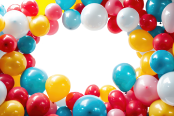 colorful balloons frame isolated on white or transparent png