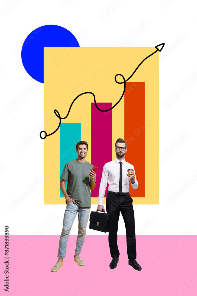 Aufkleber composite trend artwork sketch collage of target flag trader business money caricature workspace two