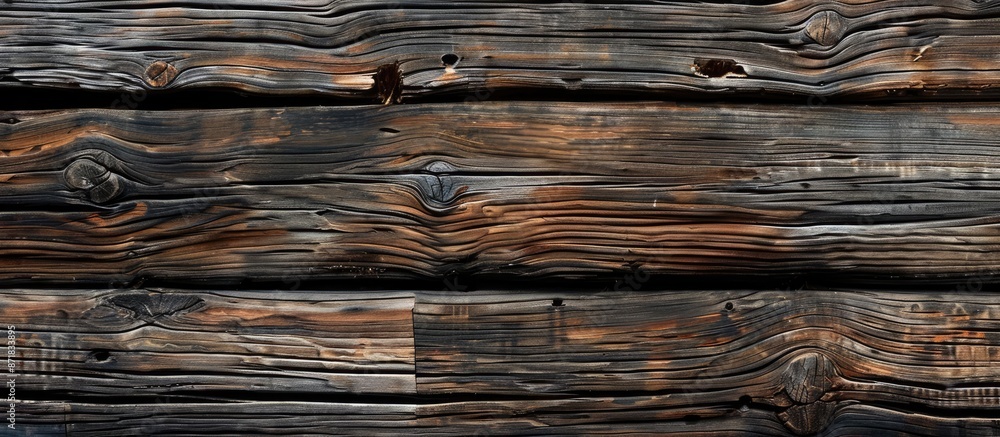 Poster rustic old brown wooden texture background with a dark timber hue, suitable for a long panoramic ban