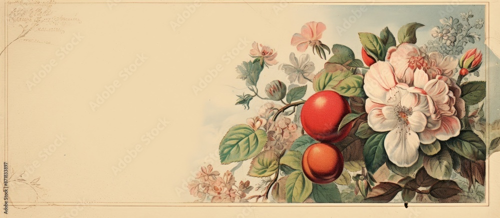 Poster a vintage postcard with a blank back featuring copy space image.