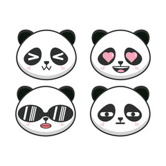 Expressive Panda Bear Emoticons Vector Illustration Set