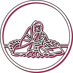 カラーシャドウ円形シンプル百人一首　道因法師