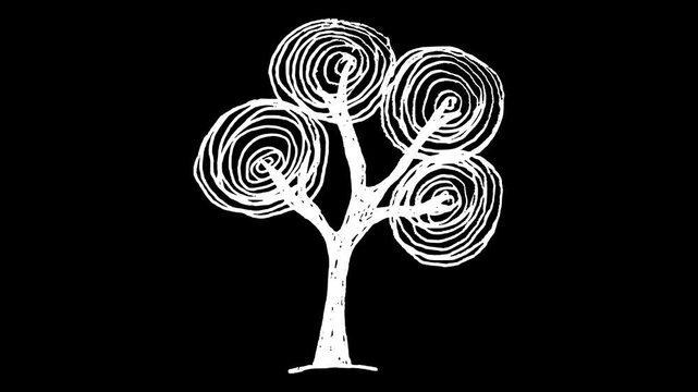 White wiggly hand drawn scribble tree doodle animation 2
