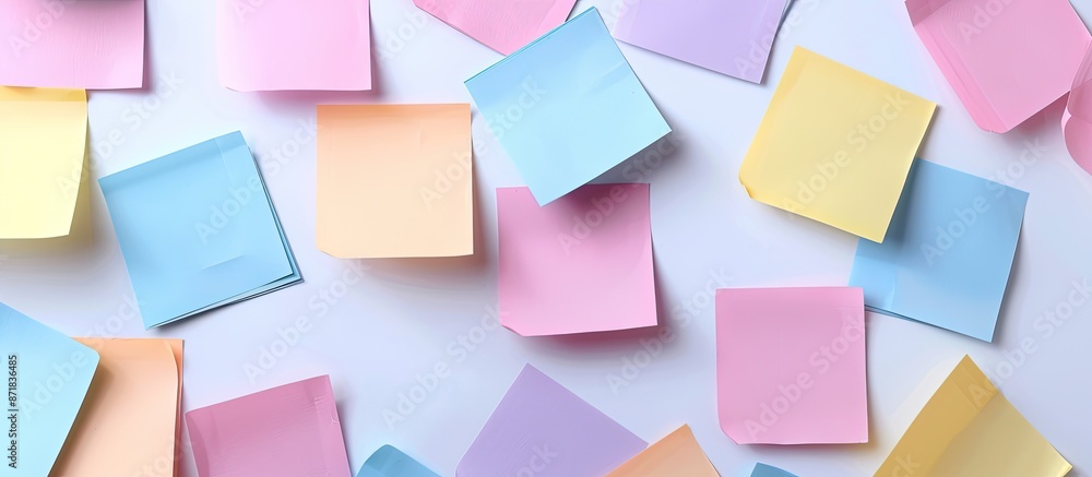 Poster sticky notes with ample copy space image on a plain white backdrop.