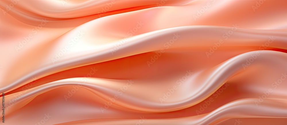 Aufkleber Luxurious satin silk fabric in peach-orange with elegant wavy texture, creating an abstract background design for a copy space image.