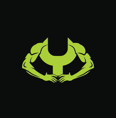 Letter Y Logo With muscular arms shape, gym and fitness logo