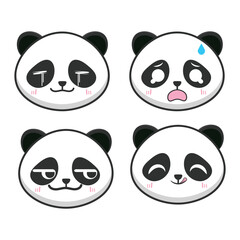 Fototapeta premium Vector set of kawaii panda bear cute emoji stickers