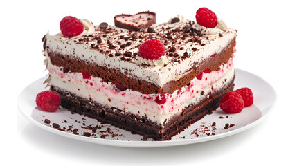 photo of heart shaped cake professional advertising food photography, heart-shaped chocolate cake with smores filling, topped with marshmallows and graham crackers,a piece of chocolate cake with rose
