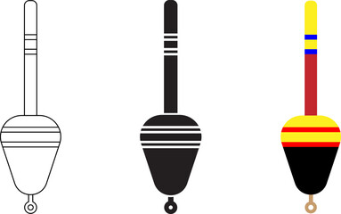 fishing float or bobber icon set