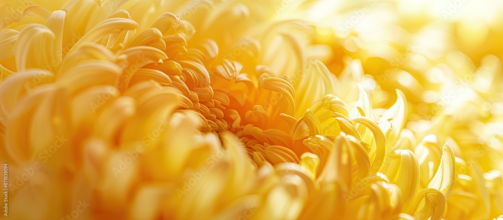 Poster macro shot of yellow chrysanthemum petals with a background suitable for adding text or images, prov