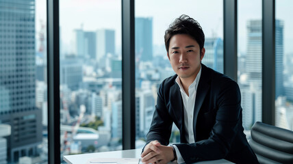 カジュアルな服装の若いビジネスマン