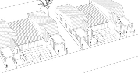 traditional residential architecture 3d illustration