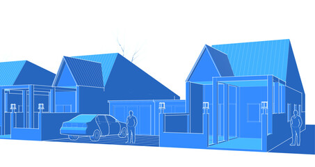 traditional residential architecture 3d illustration