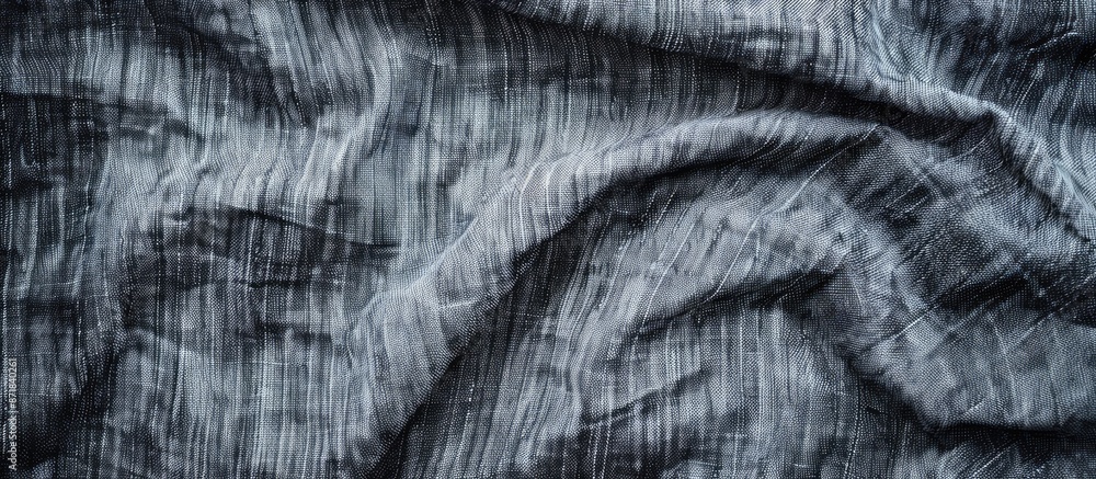 Poster Close-up top view of a textured stylish grey denim pattern on an empty background, ideal as a trendy frame or backdrop with copy space image.