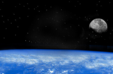 Abstract image of the Moon and planet Earth