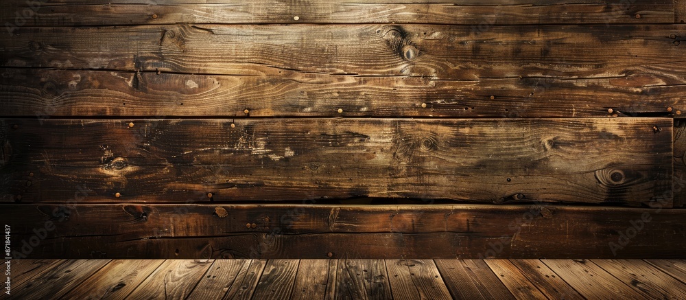 Poster enhance appeal with rustic wood board backdrop featuring elegant vignetting and studio lighting to h