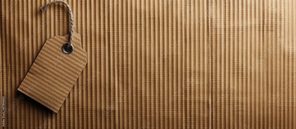 Poster Corrugated cardboard backdrop with a tag attached, with copy space image inclusion.