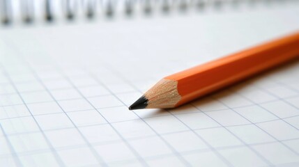 Close up view of notebook paper with pencil and empty space