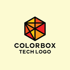 Fototapeta premium Color Box Logo Colorful Vector, Monoline Abstract Moon Icon Symbol, Modern Emblem Creative Vintage Graphic Design