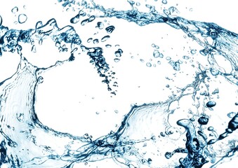 青い波と水しぶきが渦巻く抽象的な背景