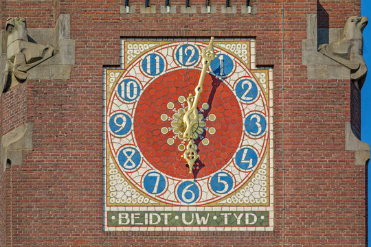 Beurs van Berlage Clock Historic Landmark in Amsterdam Netherlands