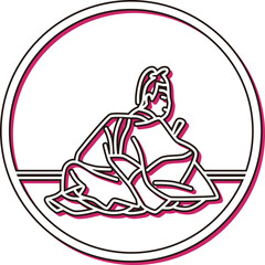 カラーシャドウ円形シンプル百人一首　鎌倉右大臣