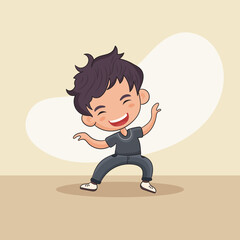 Happy cute playful dancing kid.