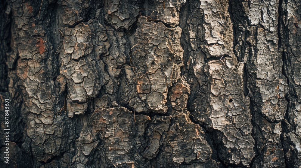 Poster oak tree bark texture background with empty space for text